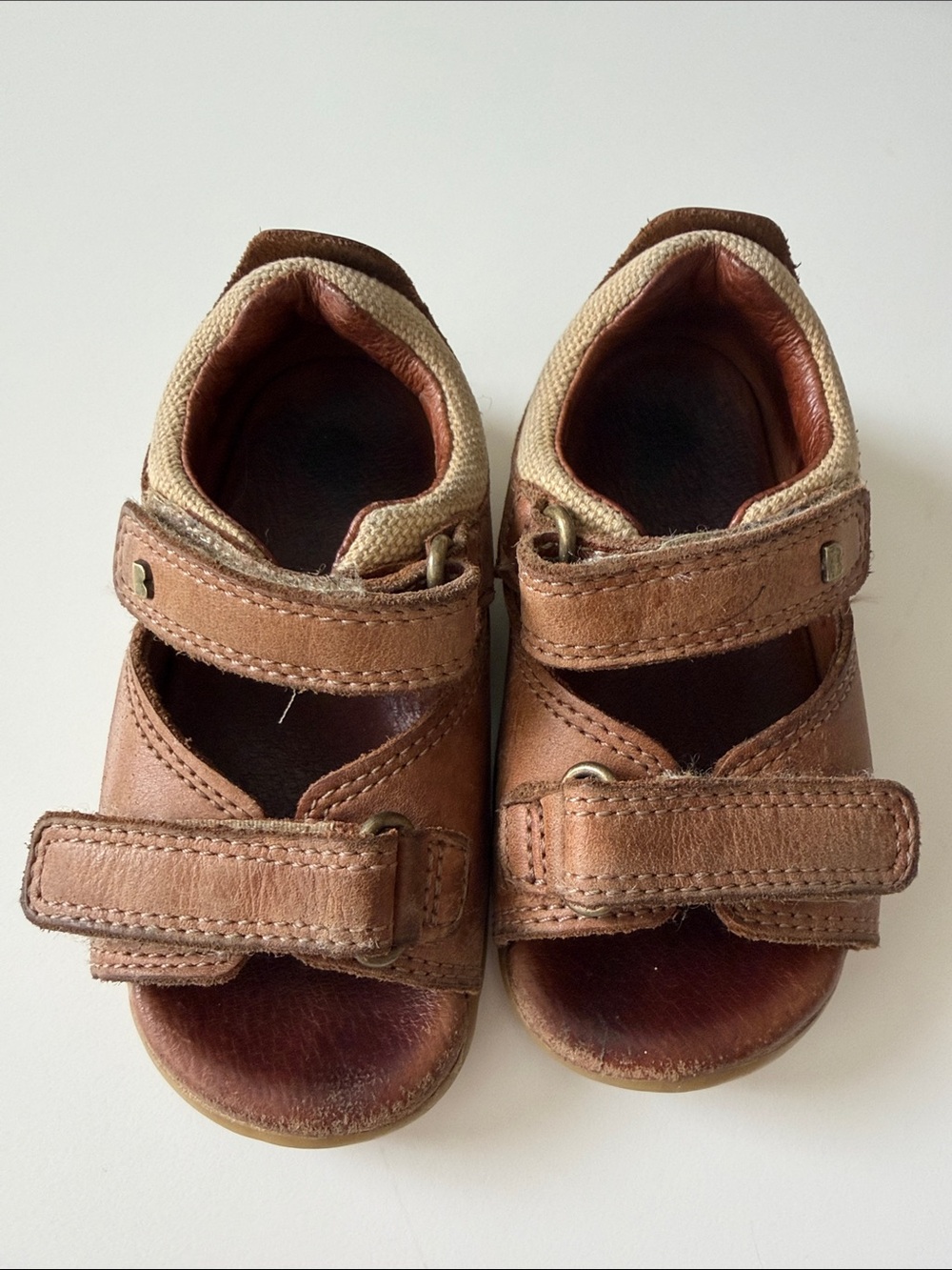 Bobux Brown Leather Double-Strap Kids Sandals
